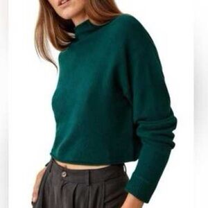 Reformation green cashmere mockneck sweater